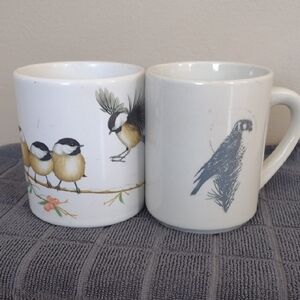 Bird Mugs One Chickadee & Falcon National Wildlife Federation & Audubon Society